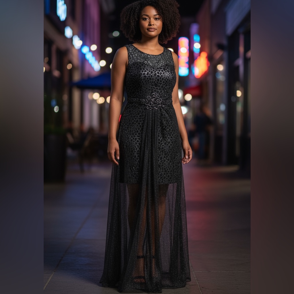 Alberto Mikali Silver & Black Evening Prom Wedding Dress